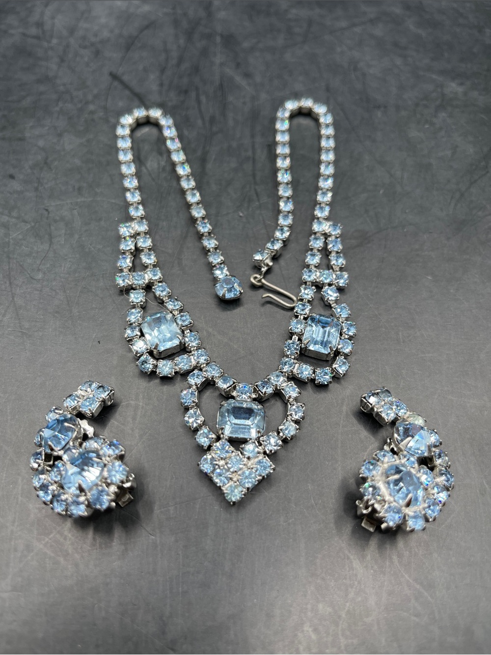Givenchy Light Blue Statement Necklace and Earrings Set 15”